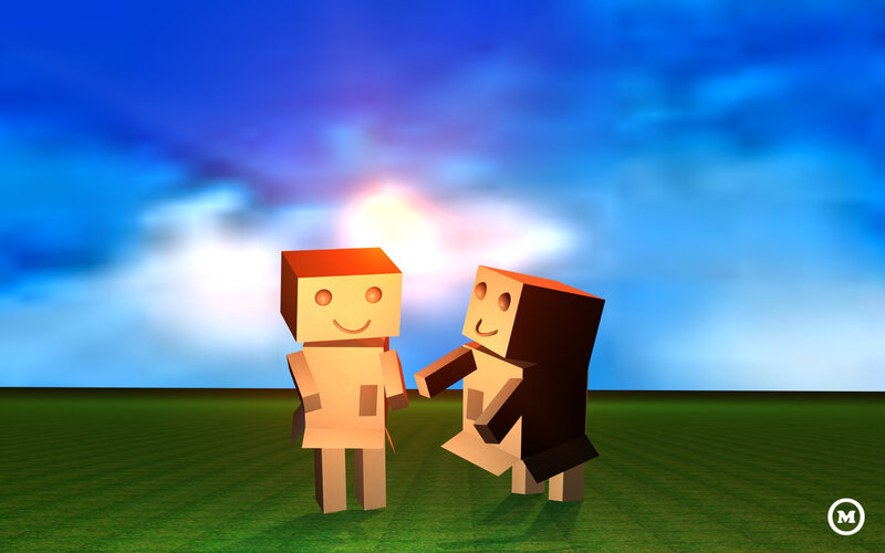Two Blocky Figures