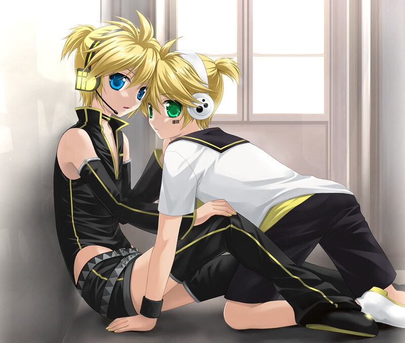 Two Blonde Anime Characters — Black, Calm