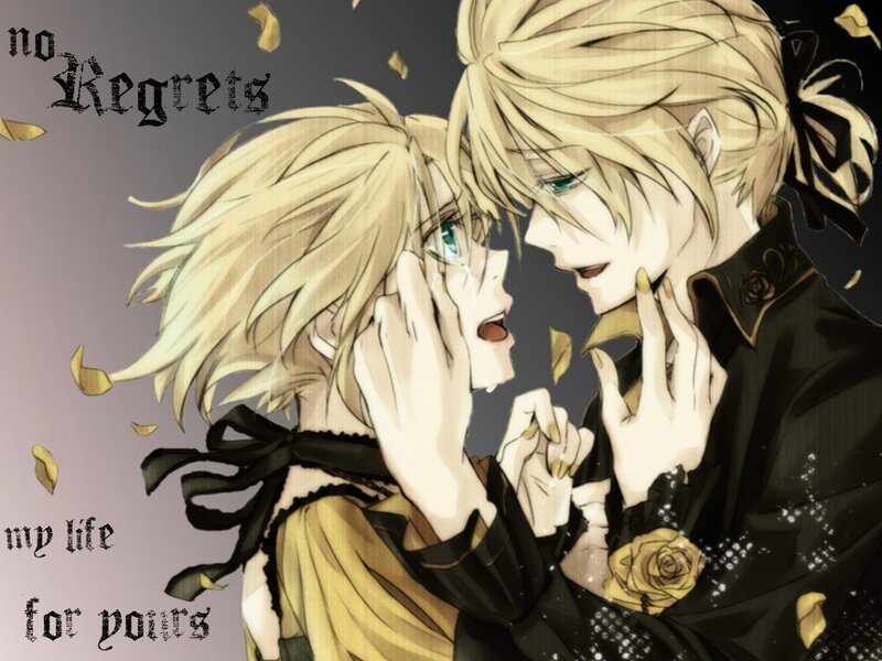 Two Blonde Anime Characters — Black