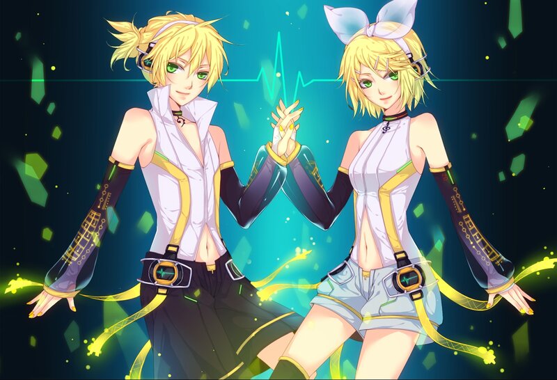 Two Blonde Anime Characters — Blue, Energetic, Night