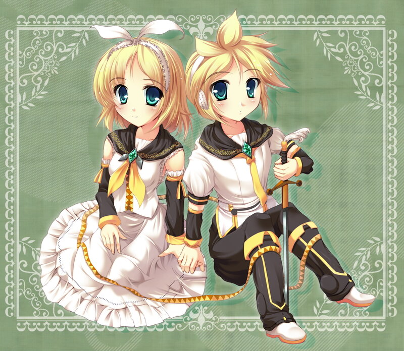 Two Blonde Anime Characters — Green, Calm, Sword