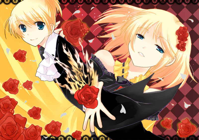 Two Blonde Anime Characters — Red, Dramatic