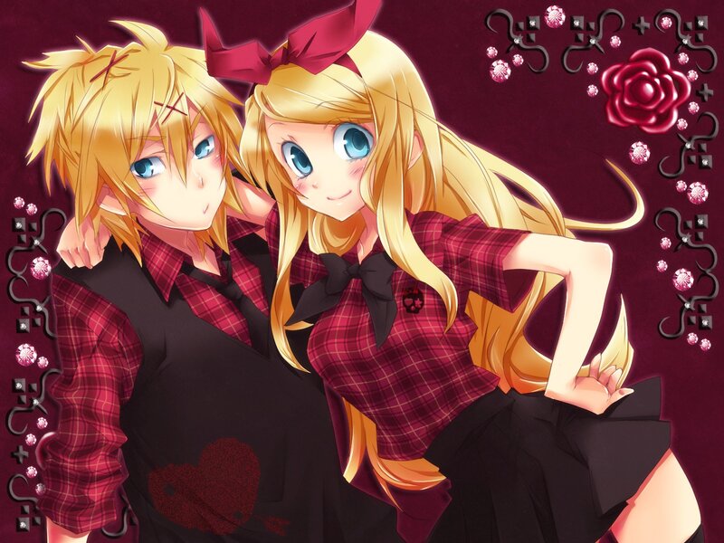 Two Blonde Anime Characters — Red, Playful