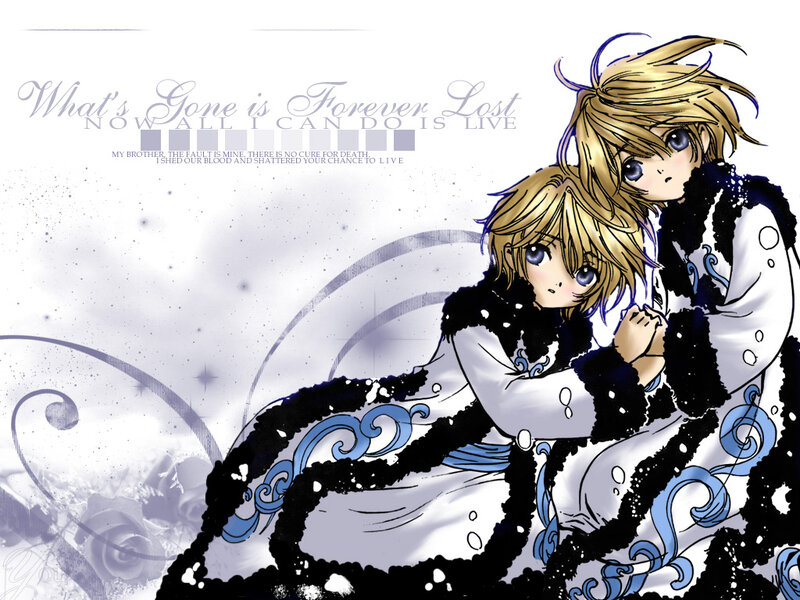 Two Blonde Anime Characters — White, Dramatic