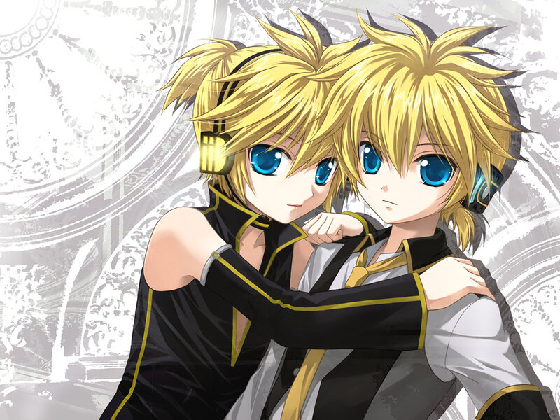 Two Blonde Anime Characters — Yellow, Calm, Headphones