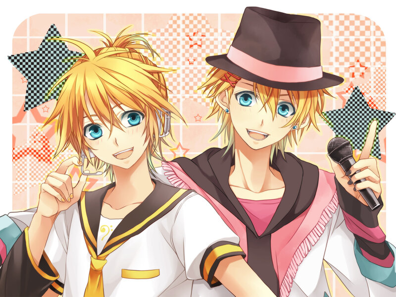 Two Blonde Anime Characters — Yellow, Cheerful, Microphone