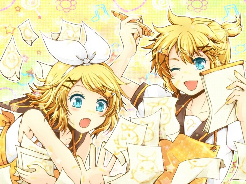 Two Blonde Anime Characters — Yellow, Cheerful, Playful