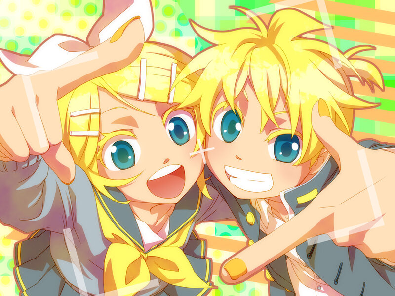 Two Blonde Anime Characters — Yellow, Cheerful, School Uniforms