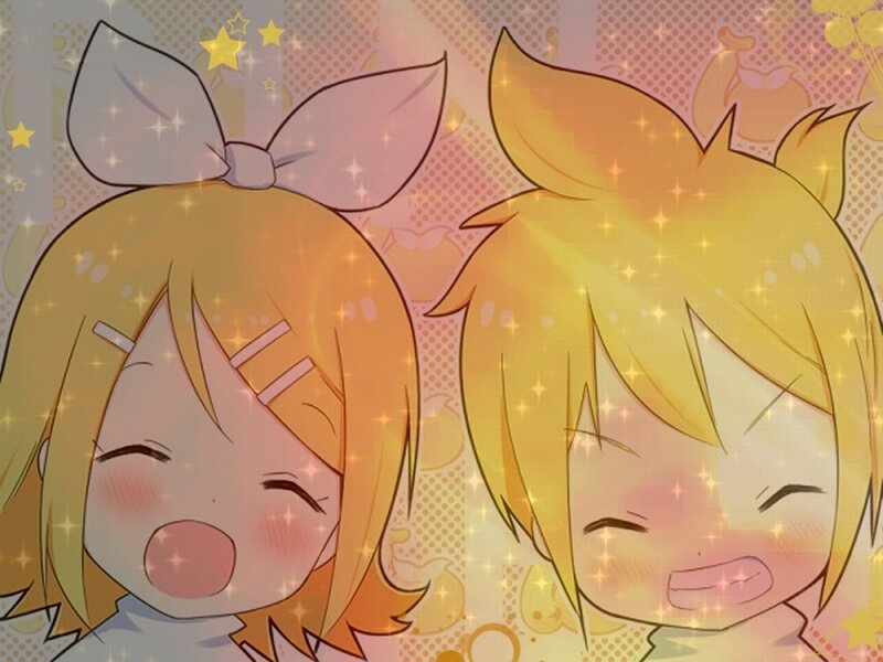 Two Blonde Anime Characters — Yellow, Happy