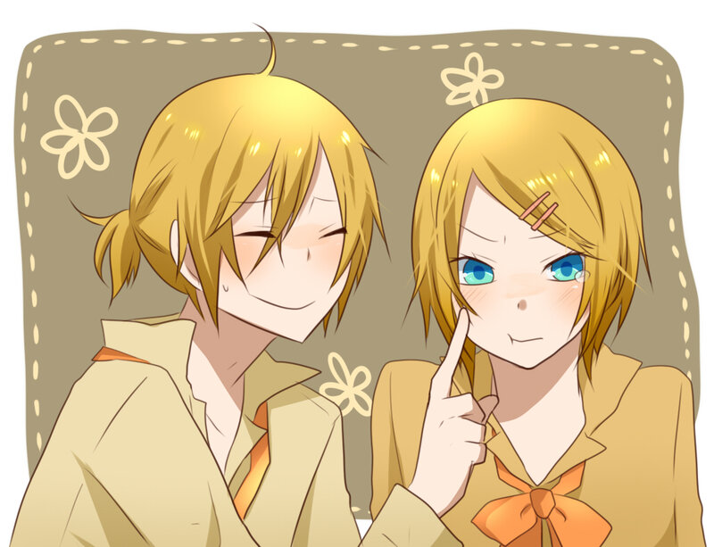 Two Blonde Anime Characters — Yellow, Playful, School Uniform