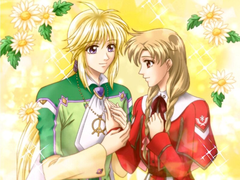 Two Blonde Anime Characters — Yellow, Romantic
