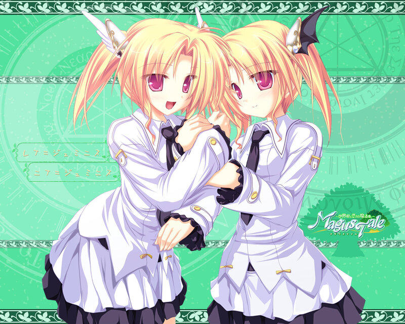 Two Blonde Anime Girls — Green