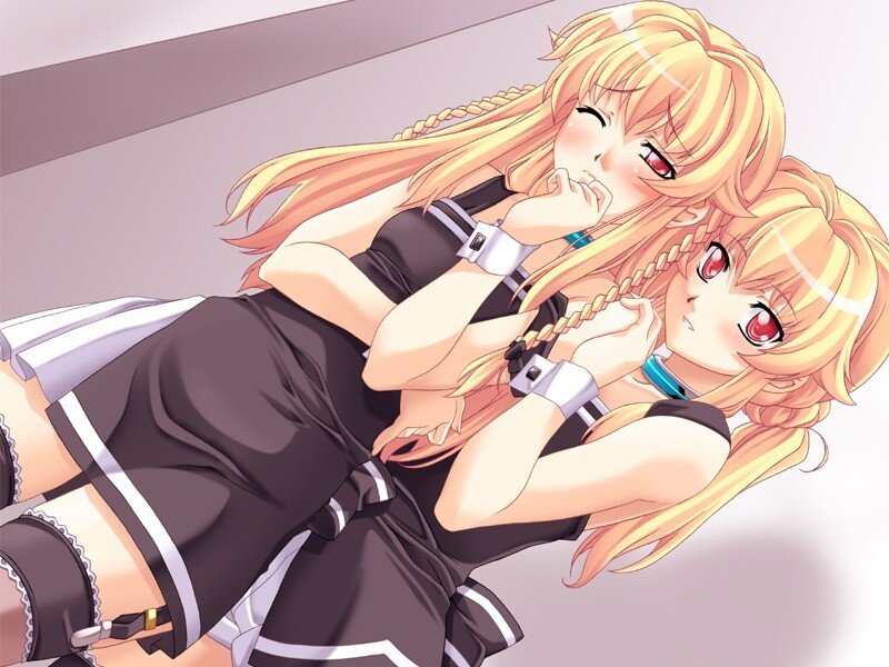 two blonde anime girls in maid outfits