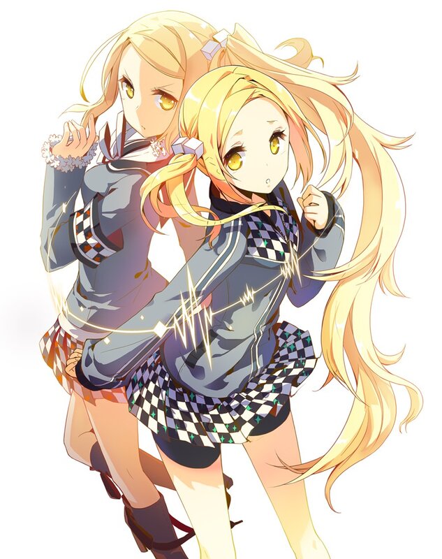 two blonde anime girls in school uniforms