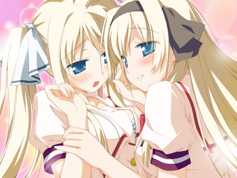 Two Blonde Anime Girls — Pink, Cheerful