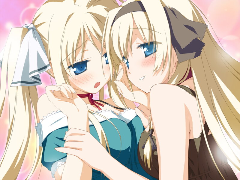 Two Blonde Anime Girls — Pink, Cute