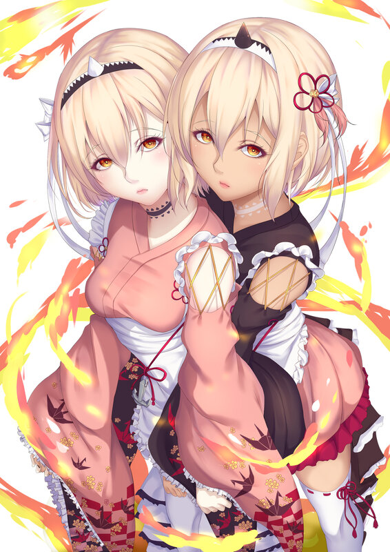 Two Blonde Anime Girls — Pink, Dramatic