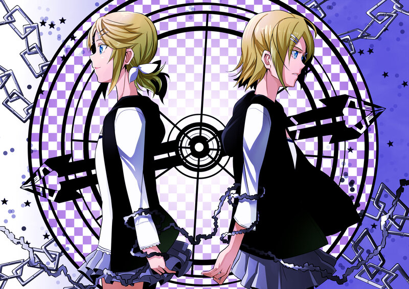 Two Blonde Anime Girls — Purple, Dramatic