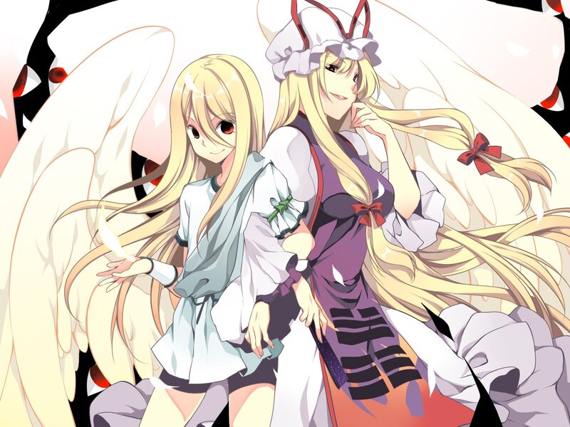 Two Blonde Anime Girls — White