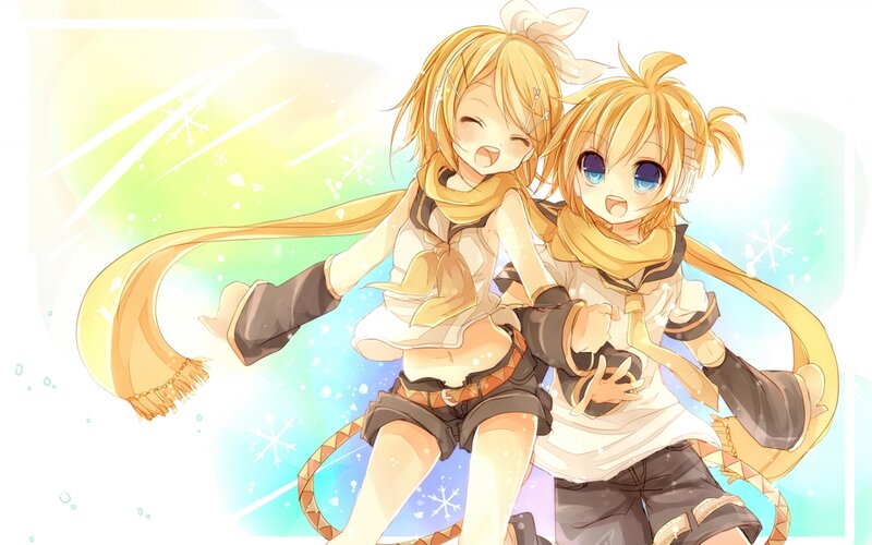 Two Blonde Anime Girls — Yellow, Cheerful