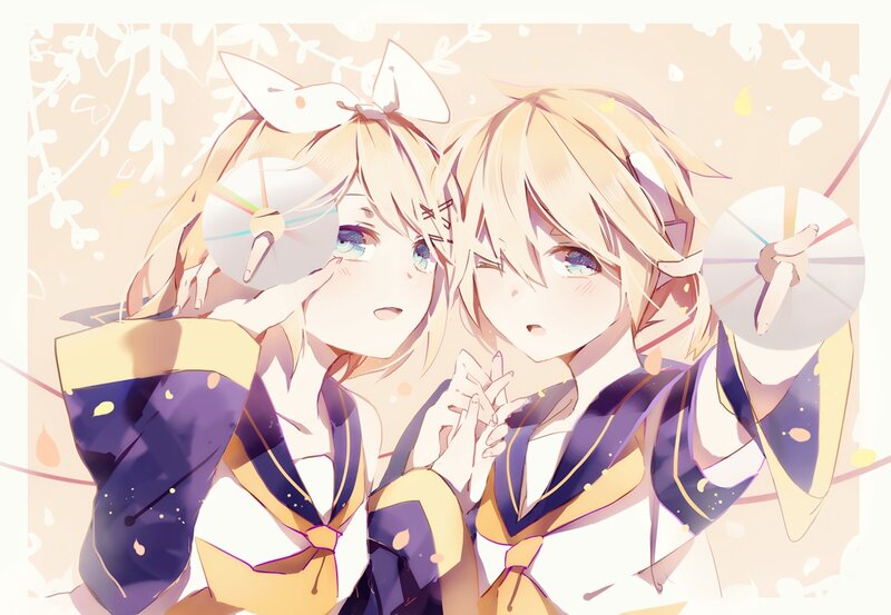 Two Blonde Anime Girls — Yellow, Playful, Spring