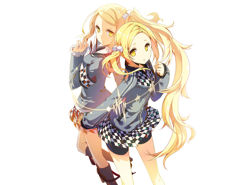 Two Blonde Anime Girls — Yellow, Playful