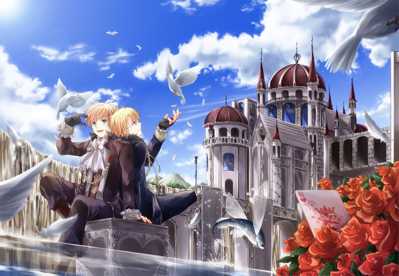 Two Blonde Boys on a Castle