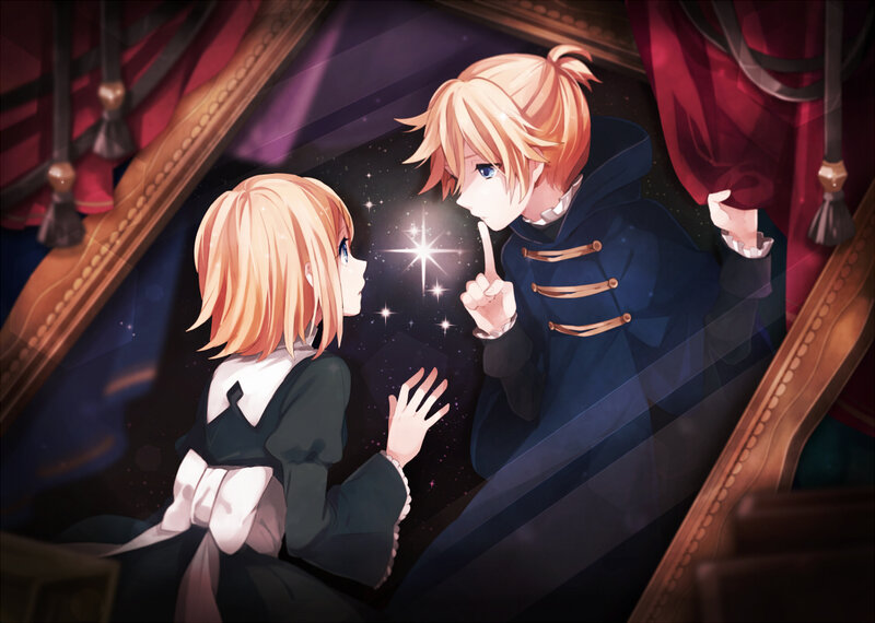 Two Blonde Characters — Blue, Dramatic, Night, Anime