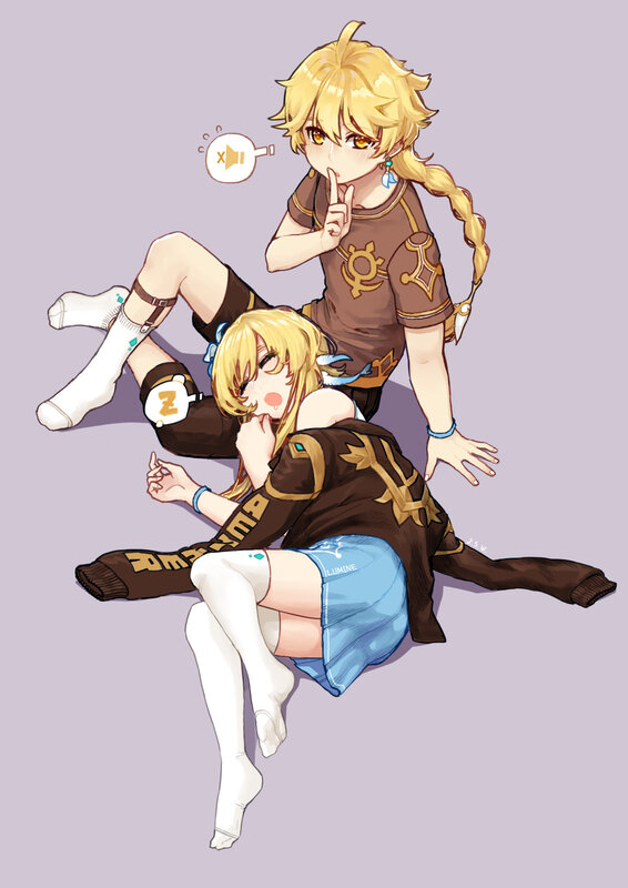 Two Blonde Characters — Brown, Playful