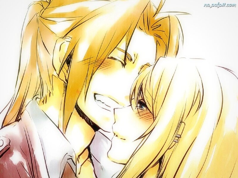 Two Blonde Characters Hugging — Yellow, Intimate