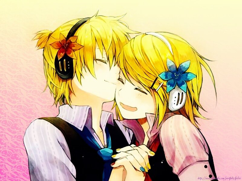 Two Blonde Characters Hugging — Yellow