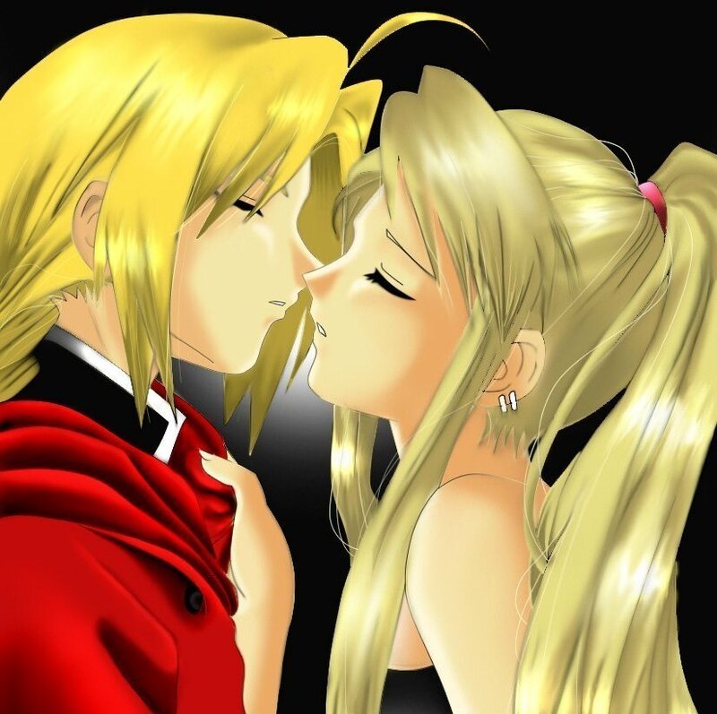 Two Blonde Characters Kissing