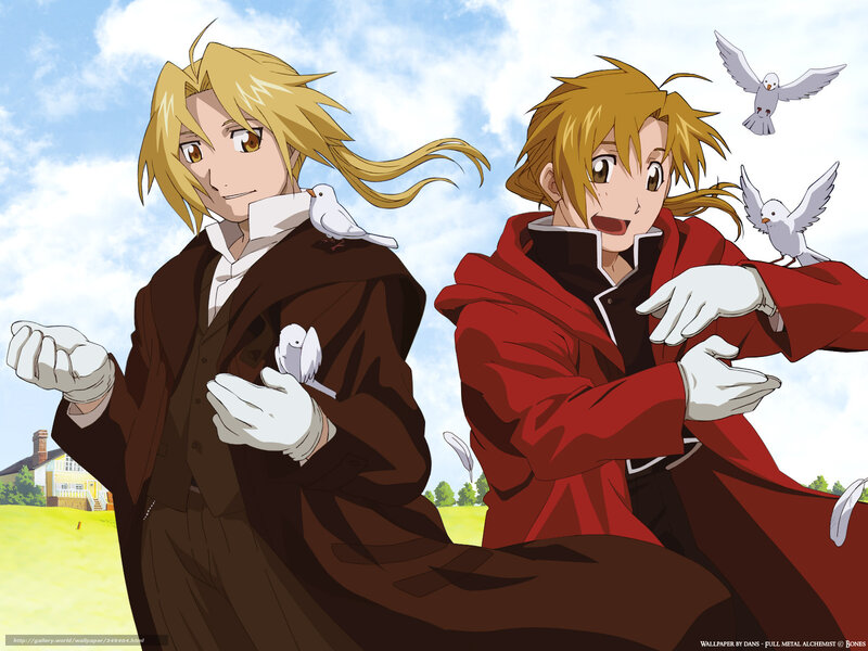 Two Blonde Characters with Birds — Red, Peaceful