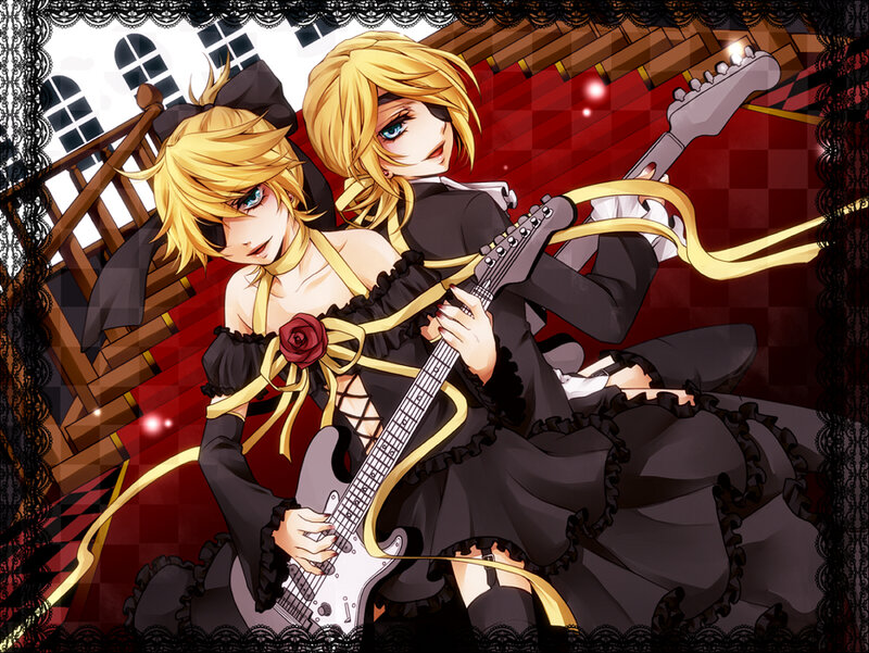 Two Blonde Characters with Guitars