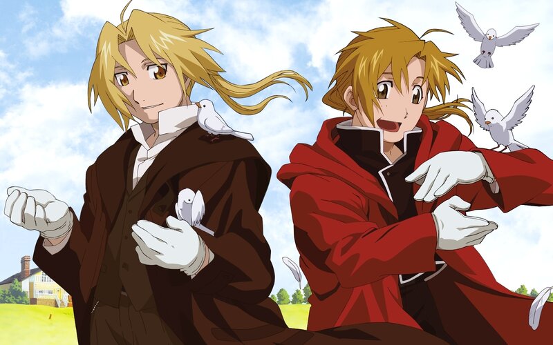 Two blonde characters with pigeons