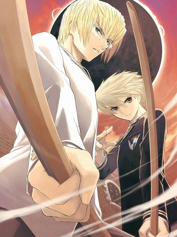 Two blonde characters with swords