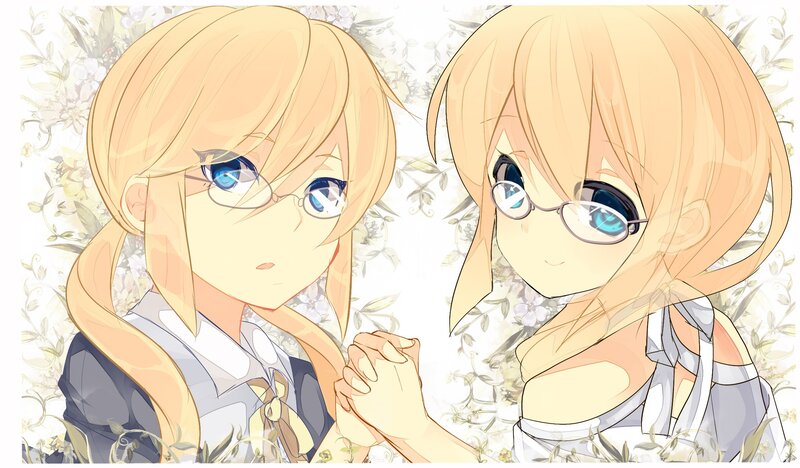 two blonde girls holding hands