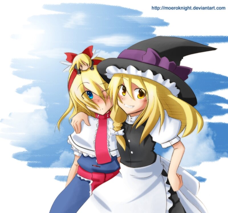Two Blonde Girls Hugging — Blue