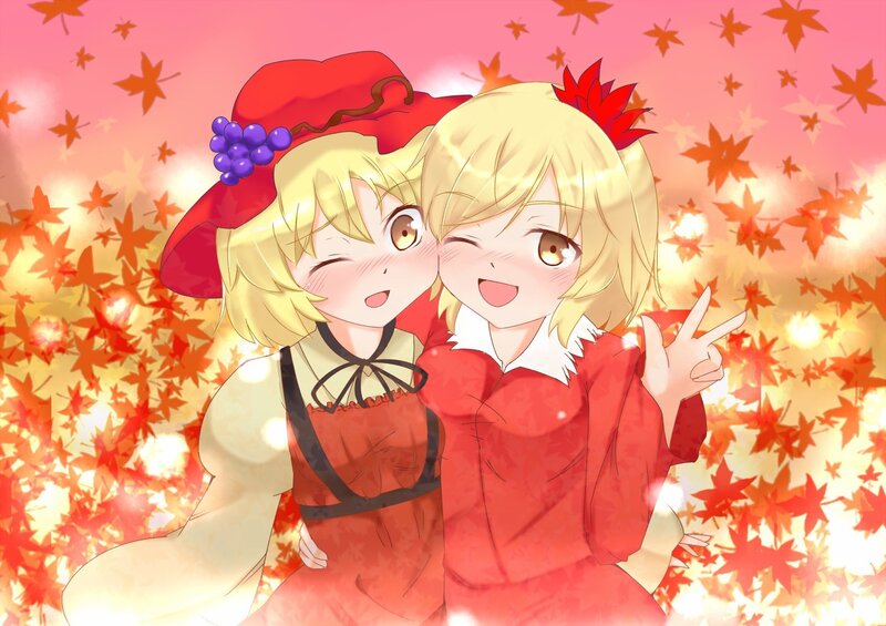Two Blonde Girls in Autumn — Red