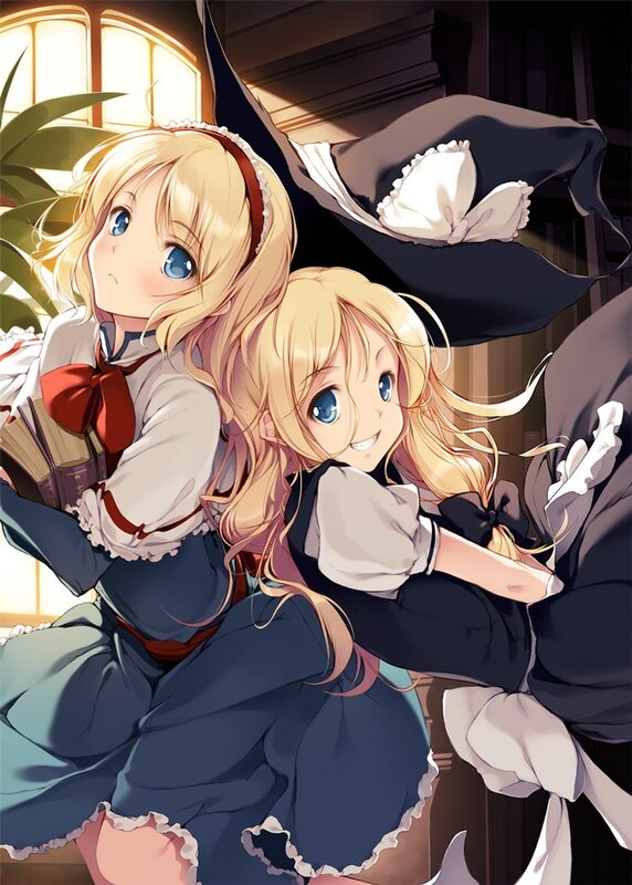 Two blonde girls in maid outfits