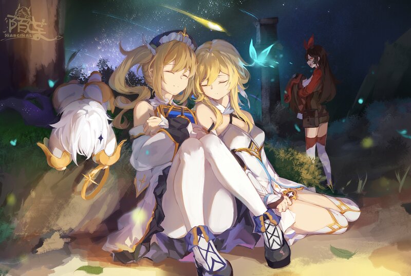 Two Blonde Girls Sitting