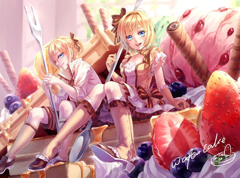 Two Blonde Girls with Desserts
