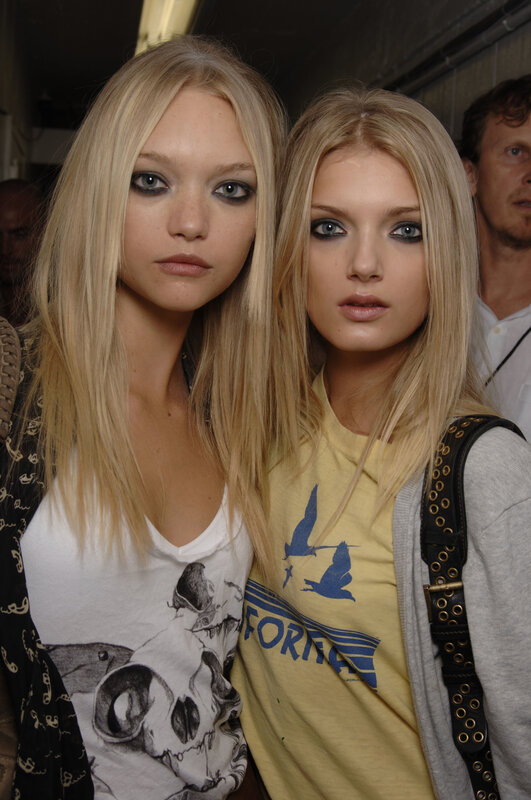 Two blonde models backstage