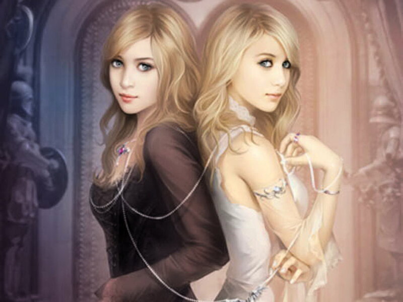 Two Blonde Women Back to Back — White
