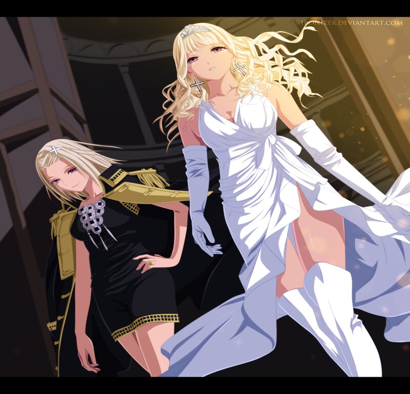 Two Blonde Women in Dresses