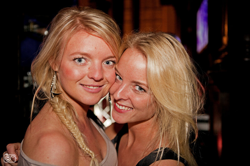 Two Blonde Women Smiling — Happy, Night