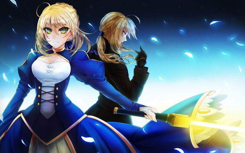 Two Blonde Women with Swords