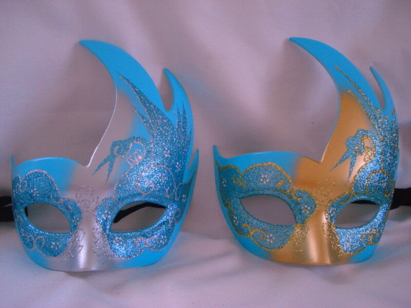Two Blue and Gold Masks
