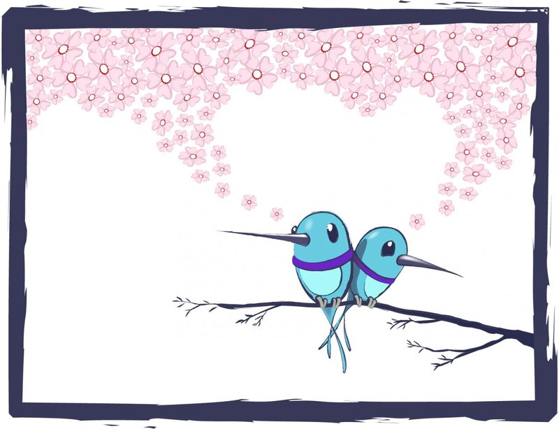 Two Blue Birds on Branch