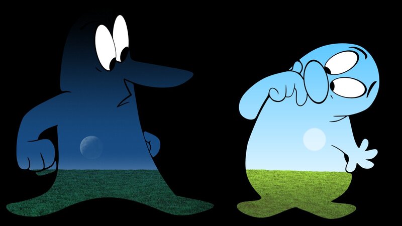 Two Blue Cartoon Characters